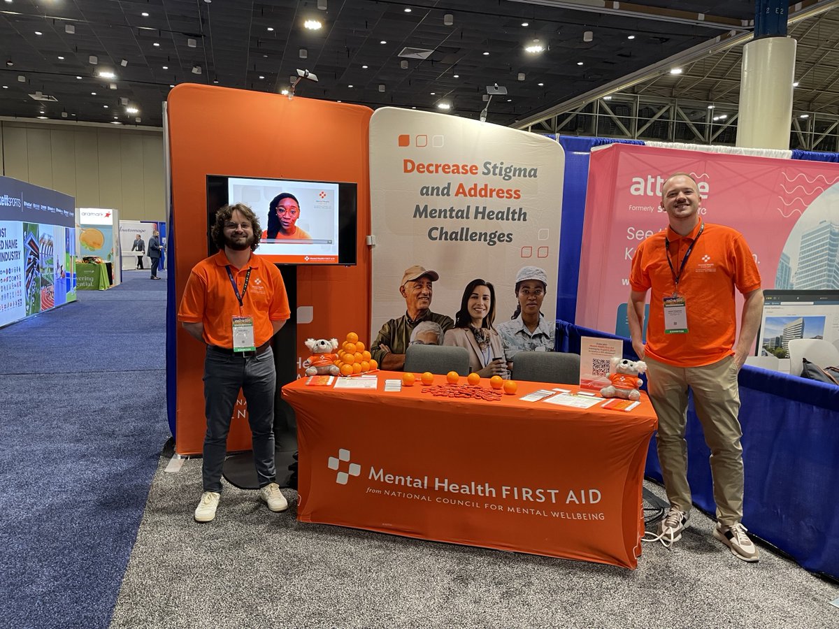 Our team is at @NSBAPublicEd's #NSBA2024, along with education leaders from across the country. Visit us at booth 506 to learn how Mental Health First Aid can help address the mental wellbeing of your school (or learn more here: bit.ly/4aNKL5b).