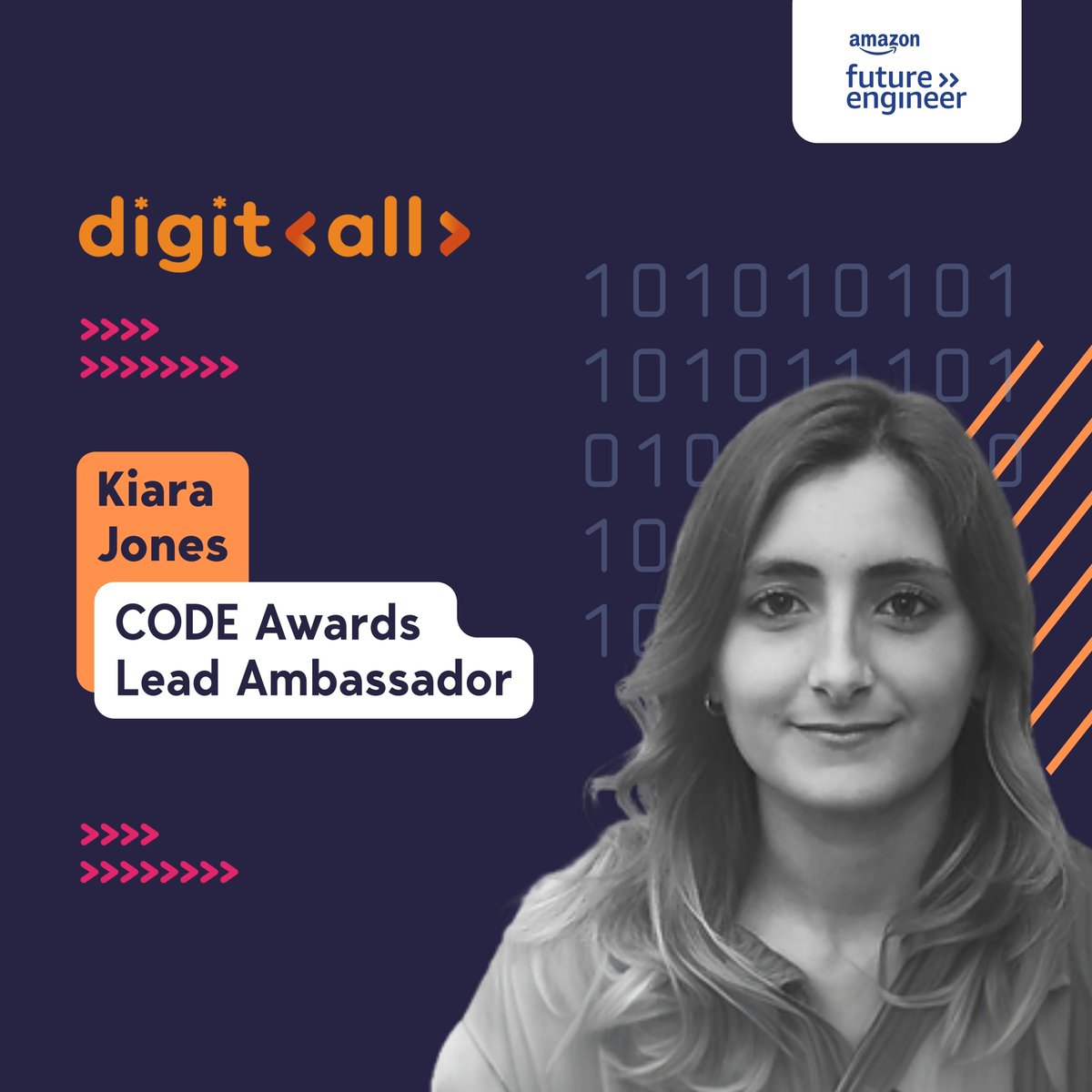 Meet Kiara, a #DigitAllCodeAwards Ambassador! 💻 She is a software developer at IBM, actively engaging in activities that promote STEM among youth 👩‍💻 Learn more about our Ambassadors at digitall.charity/codeawards