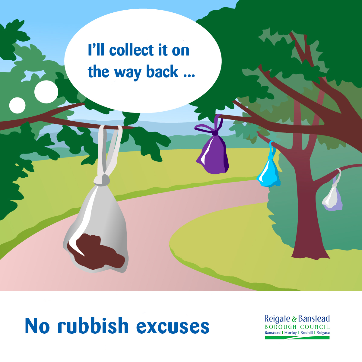 Humans, clean up after your 4-legged friends and help us keep your parks and streets clean 🐶   
Remember, any bin will do when you bag that poo!
#NoRubbishExcuses