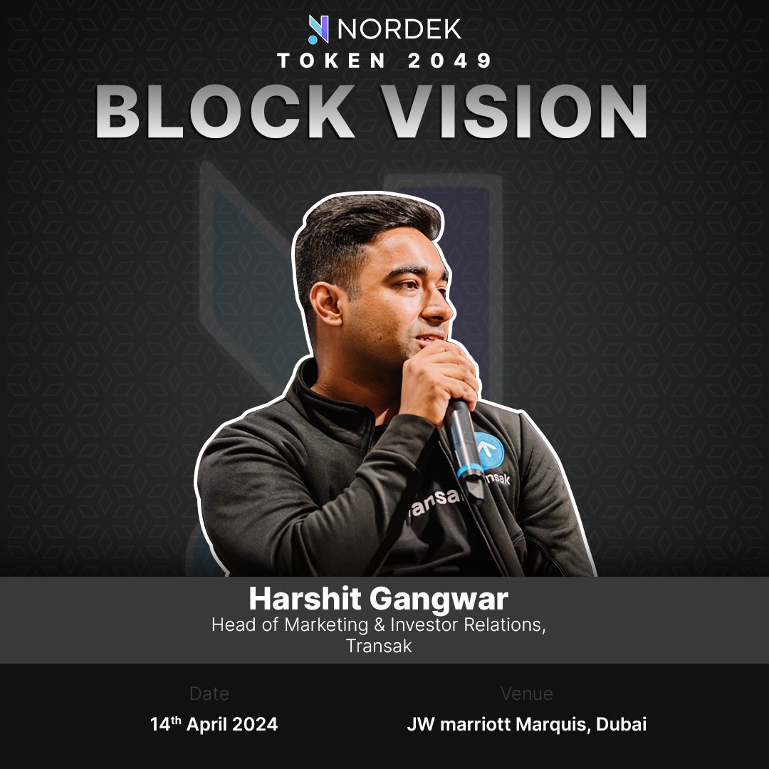 Welcoming our 8th speaker for the BlockVision during #Token2049 Week 🤝🏻 Harshit Gangwar, Head of Marketing & Investor - @Transak 🎙️