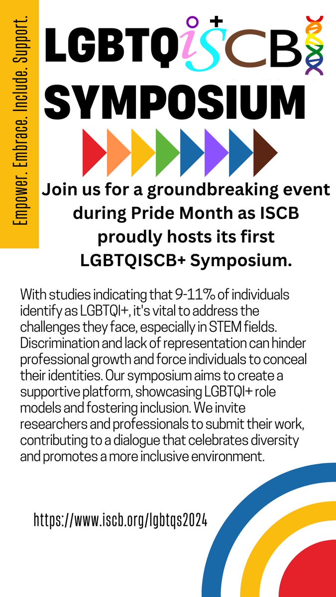 ISCB is hosting its first event Pride Symposium. Learn more at iscb.org/lgbtqs2024