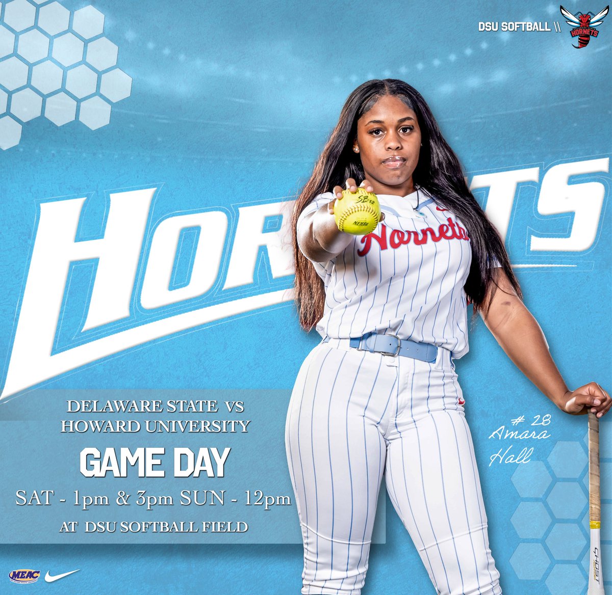 🗣 IT’S GAMEDAY🥎 🆚 Howard University 📍Dover, DE. 🏟 DSU Softball Field ⏰ 12:00 P.M. 🎥 Hornets All-Access #GoHornets #MakeAStatement #LegacyandPride