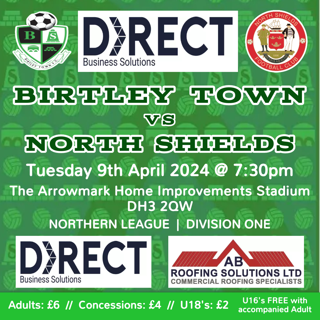 UP NEXT | We welcome @northshieldsfc to The Arrowmark on Tuesday evening as the season approaches the finish line. Come along and support the lads for another important game. #UpTheHoops