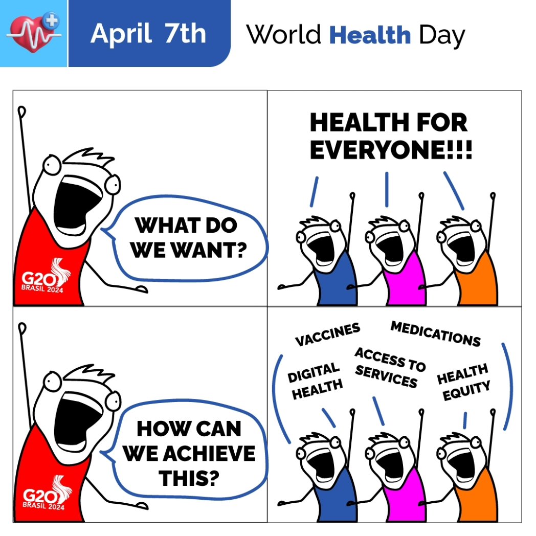 🩺Today, the world celebrates World Health Day! And speaking of health, this will be the week’s topic at the G20, with the first face-to-face meeting of the Health Working Group being held in Brasilia. Follow our networks to follow the group's work.