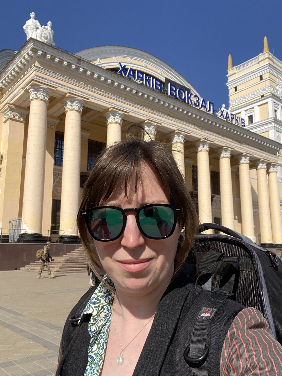 Couldn't stop smiling this morning stepping off the train into sunny Kharkiv. Air is much fresher than Lviv! One year almost to the day since I was here. Air raid alert went off immediately, and explosions heard late morning then around lunchtime. It's every day for people here.