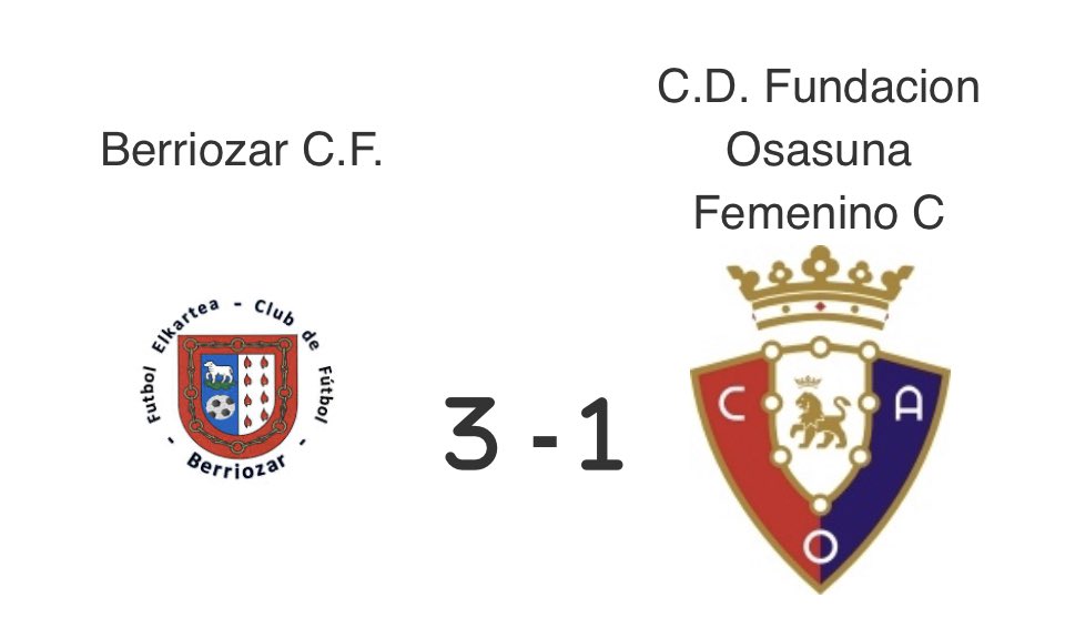 El Berriozar se recompone del gol encajado de Flavia Cortina y sorprende llevándose los tres puntos, con doblete de Ines Escribano incluido. 

 ⚽️ @berriozar_cf 3-1 @Osasuna_fem “C”

🏆 #TerceraFederación #Femenino G.II, J.25