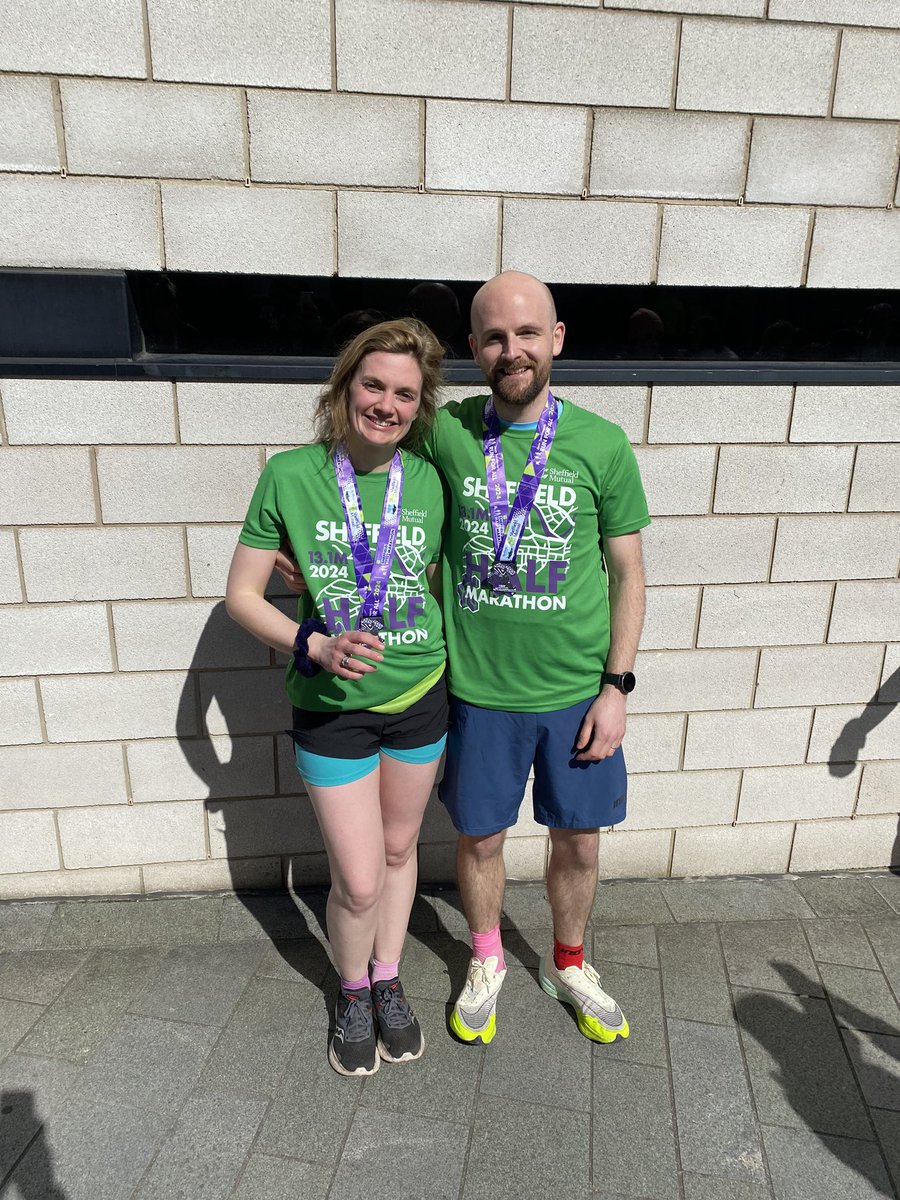 Extremely tough hills at the sheff half today plus the wind blowing us all over the shop but we did it! #sheffieldhalfmarathon