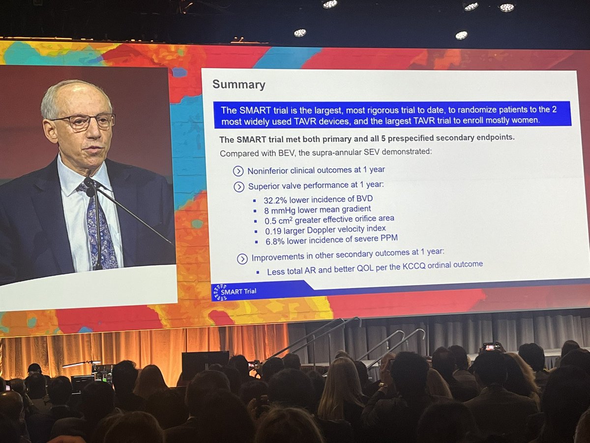 #SMARTTrial shows superiority of SEV over BEV for performance at 12mo. Landmark trial enrolls “astounding” # of women, panelists noting that these findings not only remarkable on their own but speak to the need to study disease states which disproportionately impact women. #ACC24