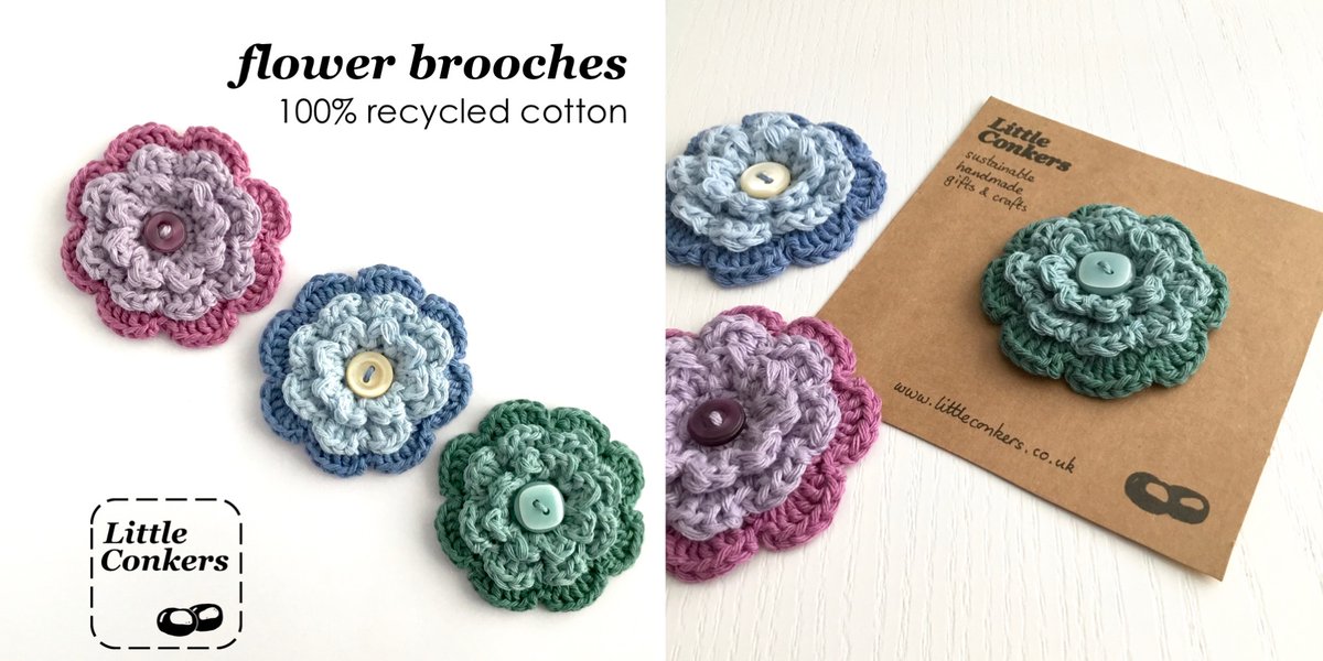Flower brooches in 100% #recycled cotton - great eco-friendly gifts: littleconkers.co.uk/floral-brooche… 

#ZeroWasteGifts #EcoGifts #GiftIdeas