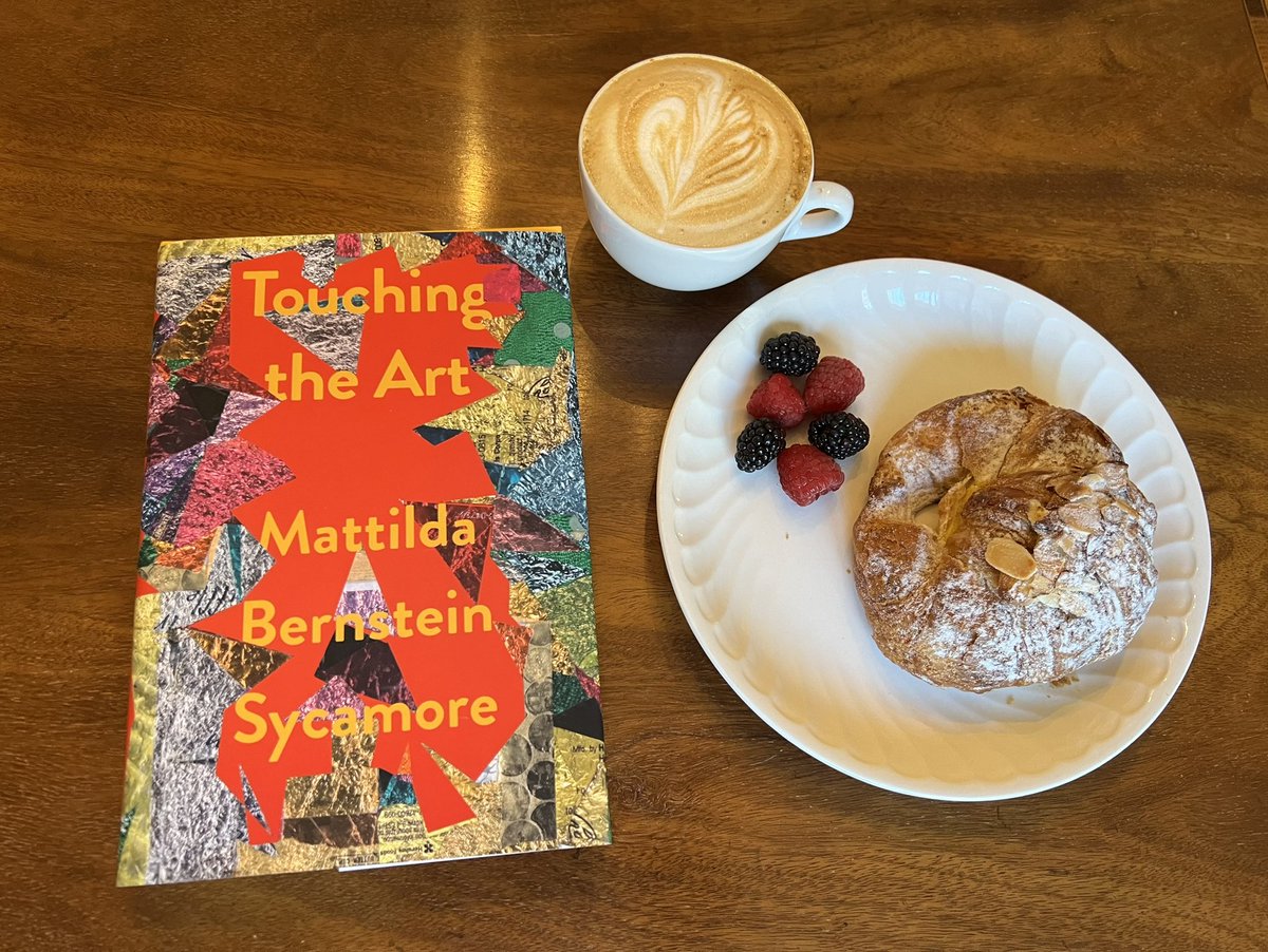 Sunday morning read: @mbsycamore! With almond croissant, berries, & cappuccino! Thanks for the rec @shaynester — I’m already immersed & underlining sentence after sentence.