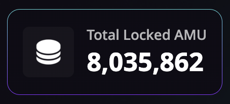 🔥 Sitting at over 8M Total Locked $AMU ➡️ 2M to go to hit the last tier of 10M! 📈 And another 20% boost in APR! LFG! 🚀 📥 Stake $AMU now here: app.amulet.org/stake