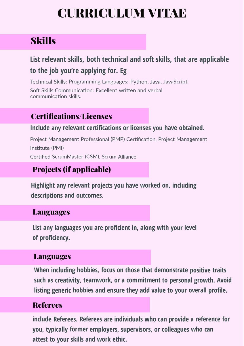 b. Prepare a well structured curriculum vitae. Imo, there is no wrong format. I have just highlighted sections I have seen most well written CVs. #RecruitmentTips #JobSearch #CVPreparation