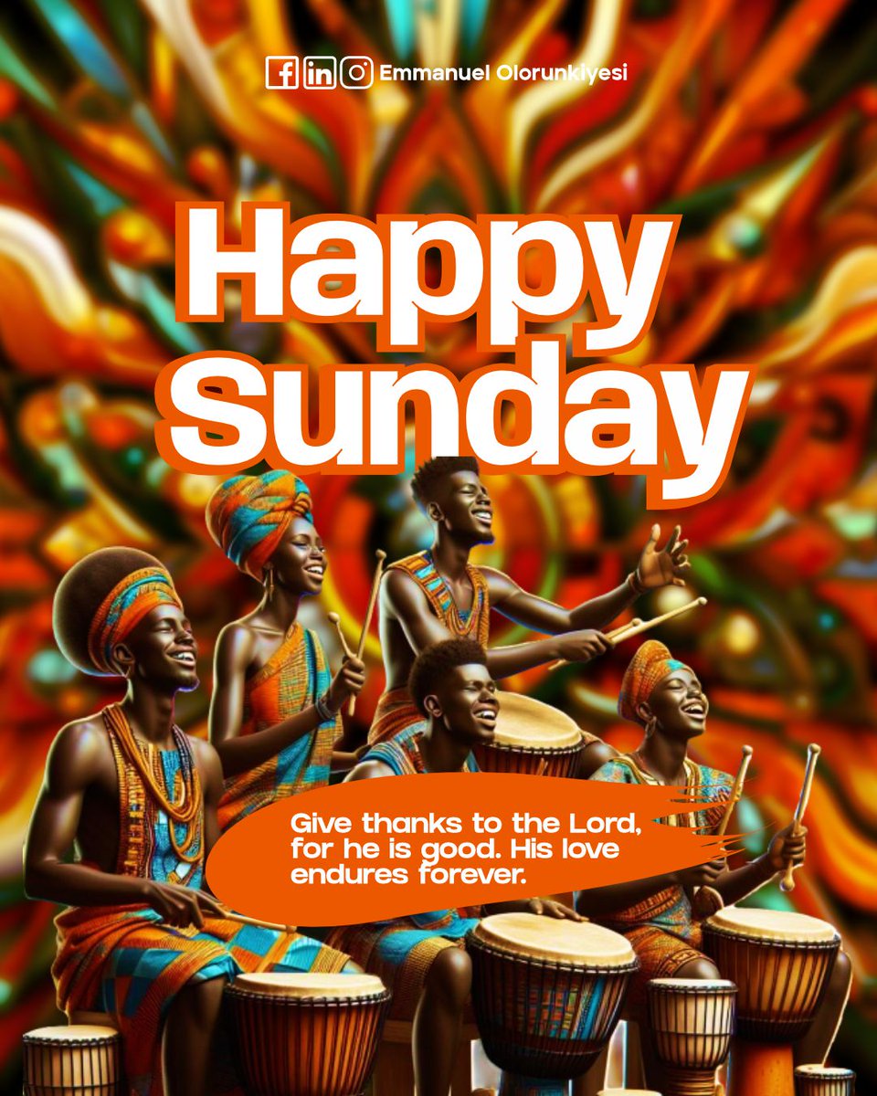 HAPPY SUNDAY 

Give thanks to the Lord, for he is good.His love endures forever. Psalm 136:1
.

#HappySunday #firstsundayofthemonth #firstsunday #SundayFunday #SundayVibes #WeekendBliss #SundaySmiles #SundayJoy #SundayMood #SundayBlessings #coreldrawdesign #Emmanuelolorunkiyesi
