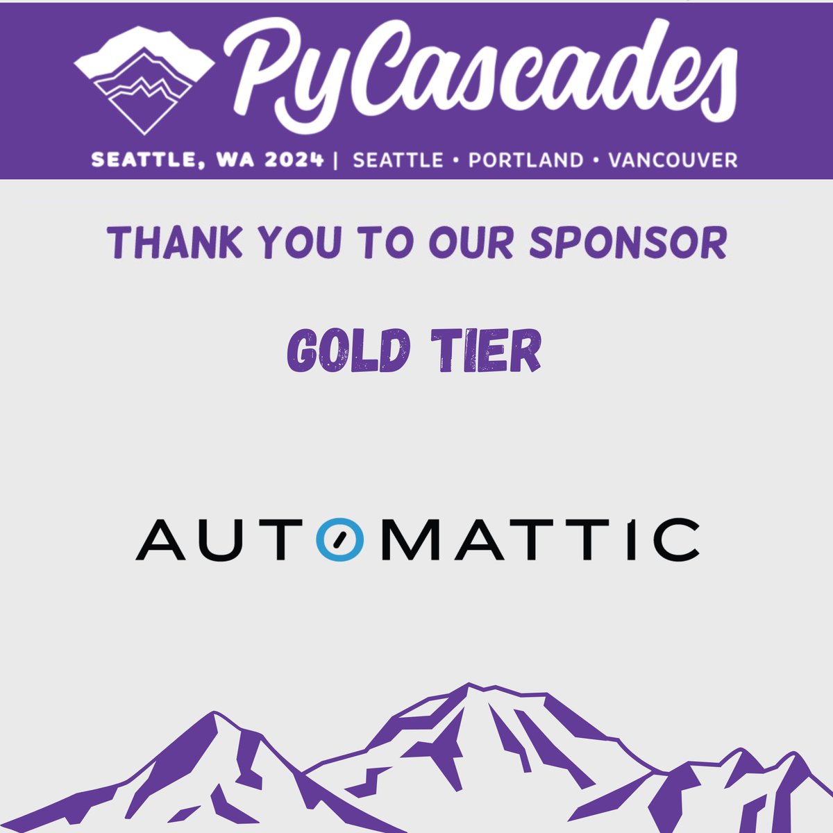 🎉 A huge shoutout to our Gold Sponsor, Automattic, for their invaluable support of #PyCascades 2024! 🚀 We couldn't make this conference happen without the generous contributions of sponsors. Thank you for helping us bring the Python community together!🐍💻 #Python