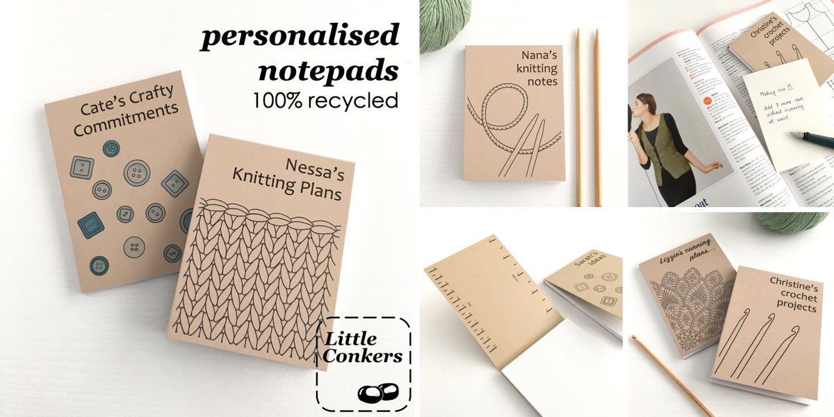 Eco-friendly notepads for crafters, personalised with the design and text of your choice. Includes handy rulers on inside cover. littleconkers.co.uk/product-catego… 

#recycled #ZeroWaste #EcoGifts #ZeroWasteGifts