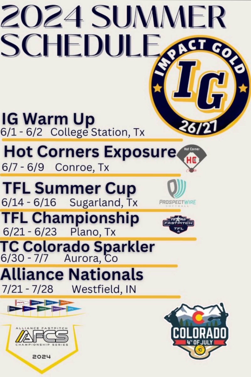 The summer schedule is out! Only a few more weeks until I get to play with my girls again!! 💛#goldblooded #betheimpact