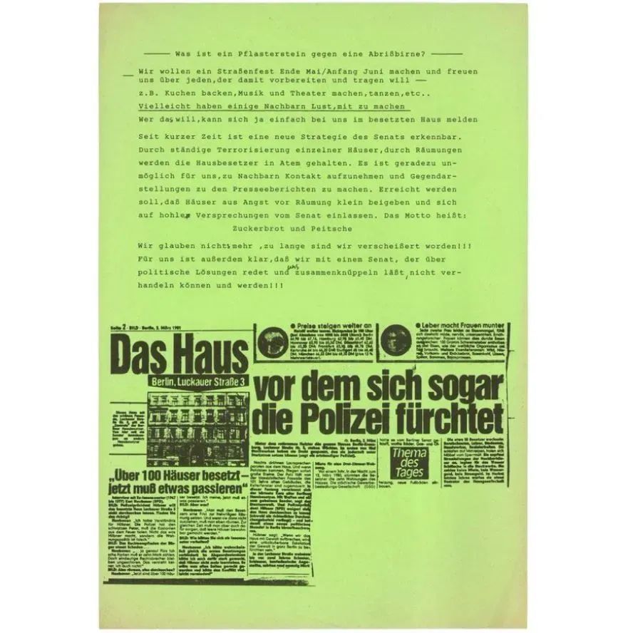 07.04.81, Berlin: 800 Cops durchsuchen fünf Häuser und nehmen in der Luckauer 3 den zufällig tagenden Besetzerrat fest.