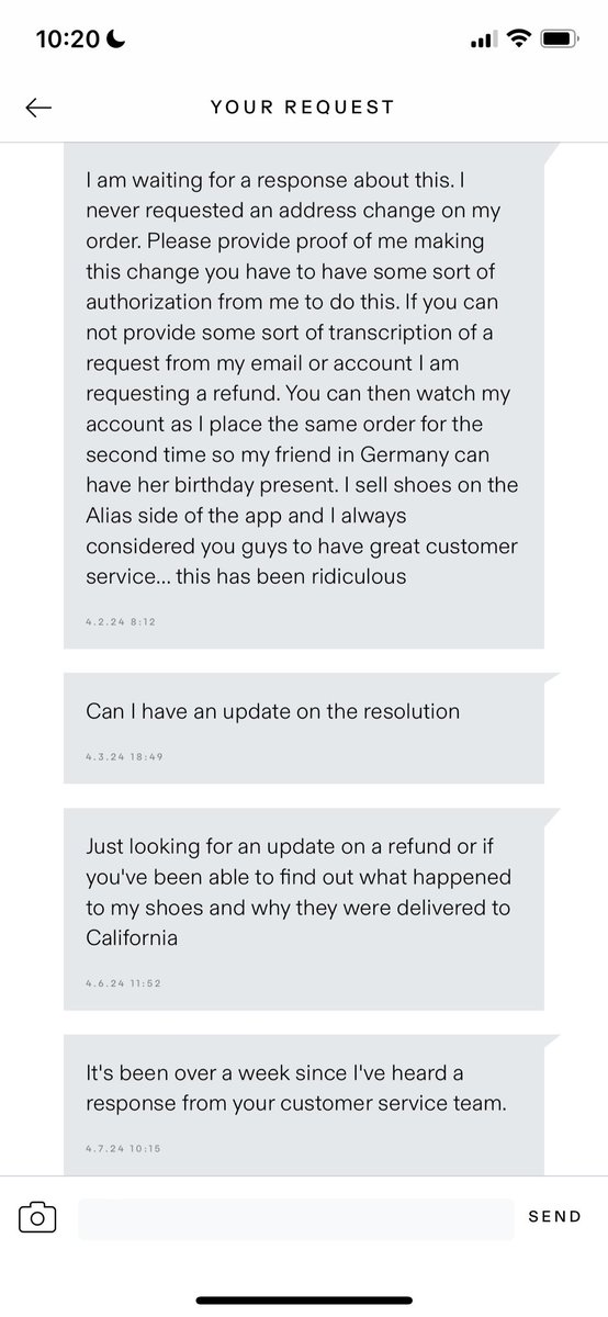 DupreeBri's tweet photo. @goatapp why has it taken over a week for your customer support to provide help? You allowed an unauthorized person to change the address on where my shoes were shipped and have now stopped responding. https://t.co/SknTfljAh1