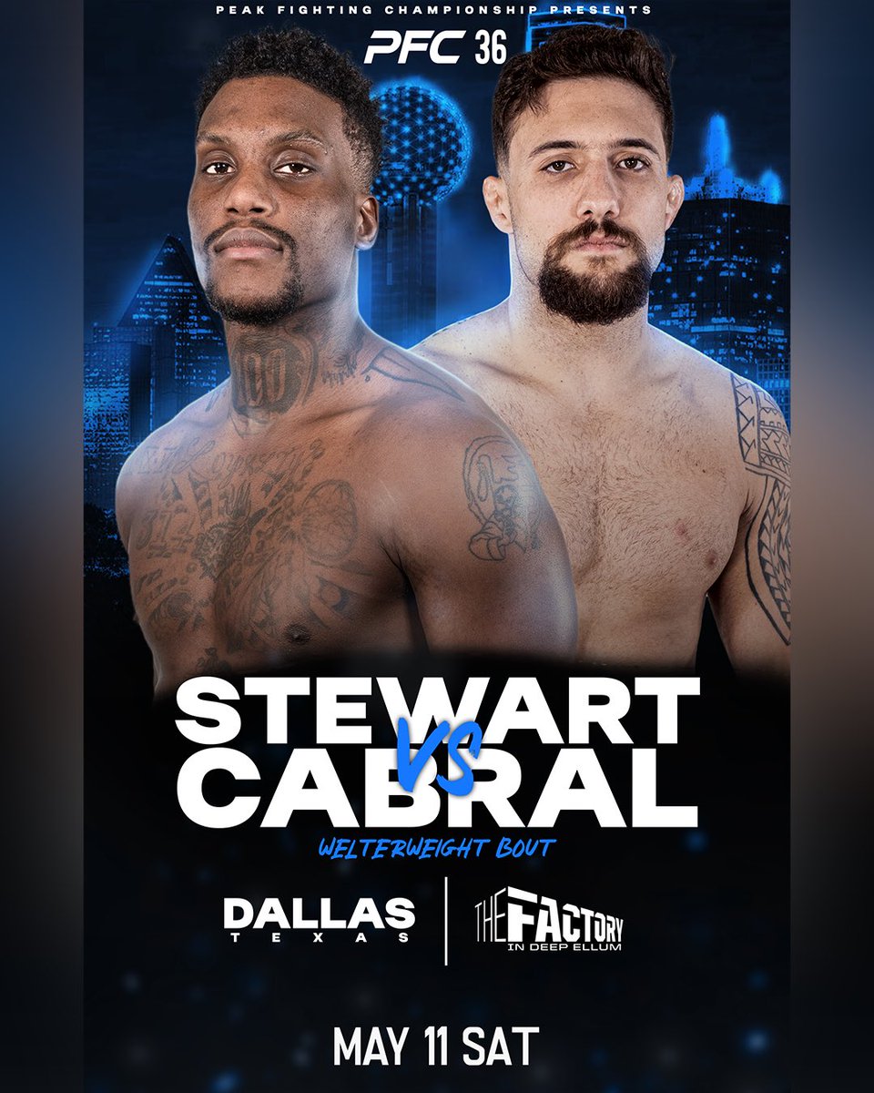 Don’t blink for this welterweight banger 💥 Roderick Stewart vs Davi Cabral May 11th in Dallas 🔥 This card is stacked! Tickets are limited so get them while you can 💨 peakfighting.com #peakfighting #pfc #mma #fight #announcement #news #dallas #dfw #deepellum #peak