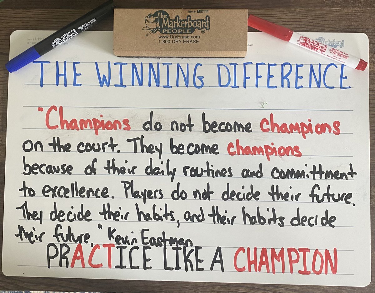 'Champions do not become champions on the court. They are just recognized there. They become champions because of their daily routines and commitment to excellence. Players do not decide their future. They decide their habits, and their habits decide their future.' -Kevin Eastman