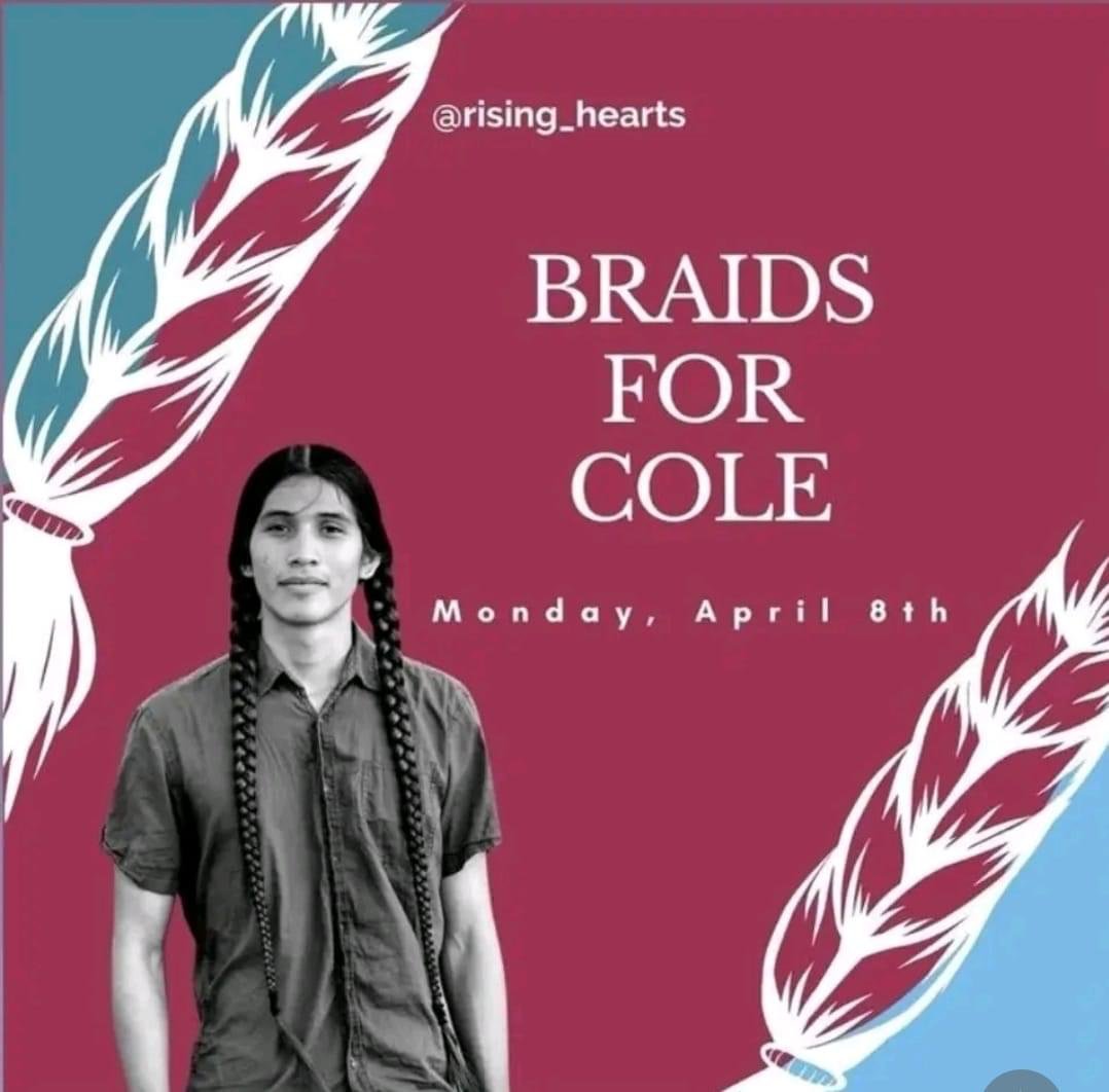 Help support the family and show support for Cole Brings Plenty and wear your braids. A’ho! 🪶🙌🏽❤️ #braidsforcole