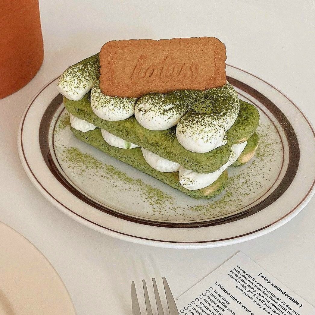 matcha and lotus tiramisu