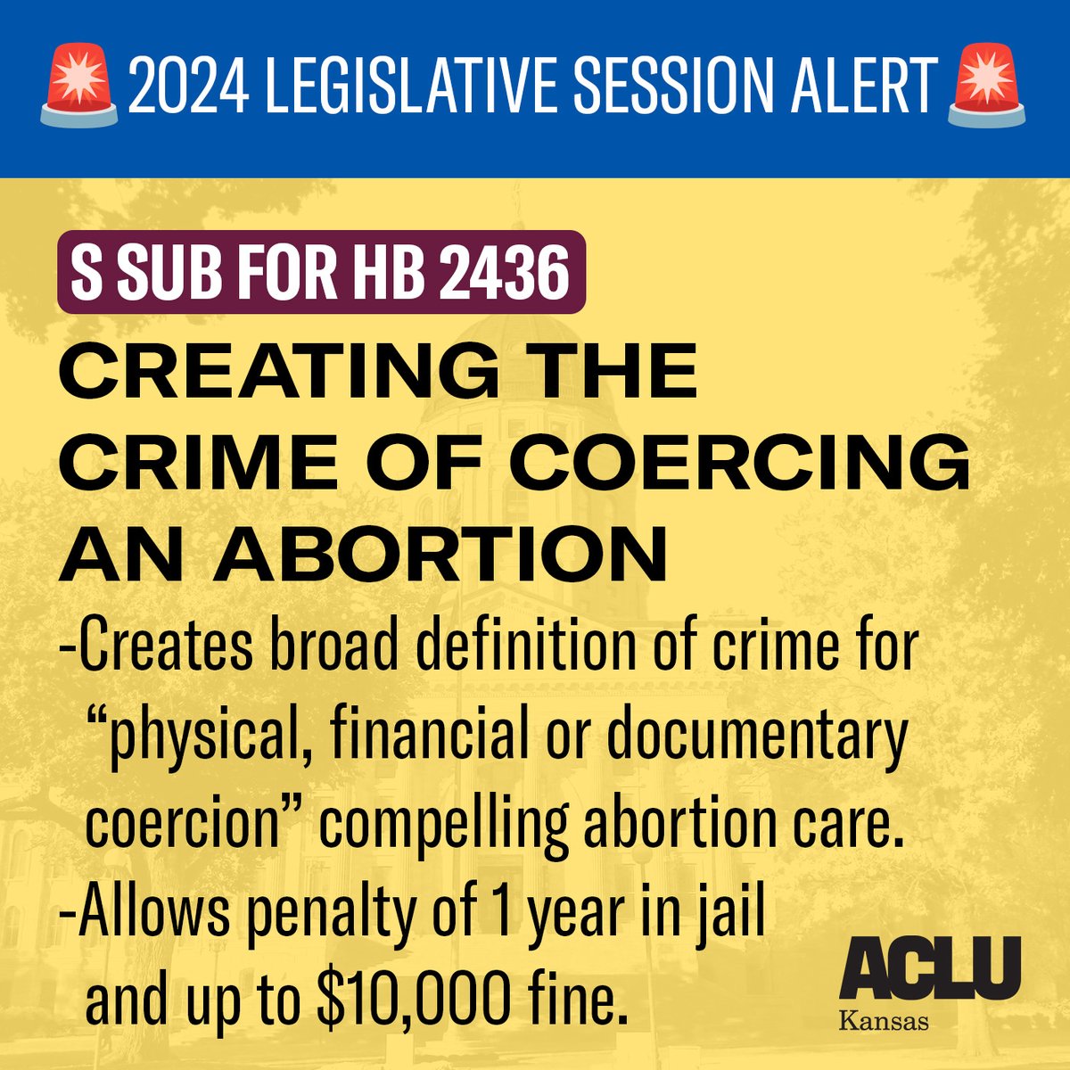 Despite the clear and overwhelming will of Kansans, politicians continue to try to erode reproductive freedom and intrude on our most personal decisions. We urge Governor Kelly to veto this bill.