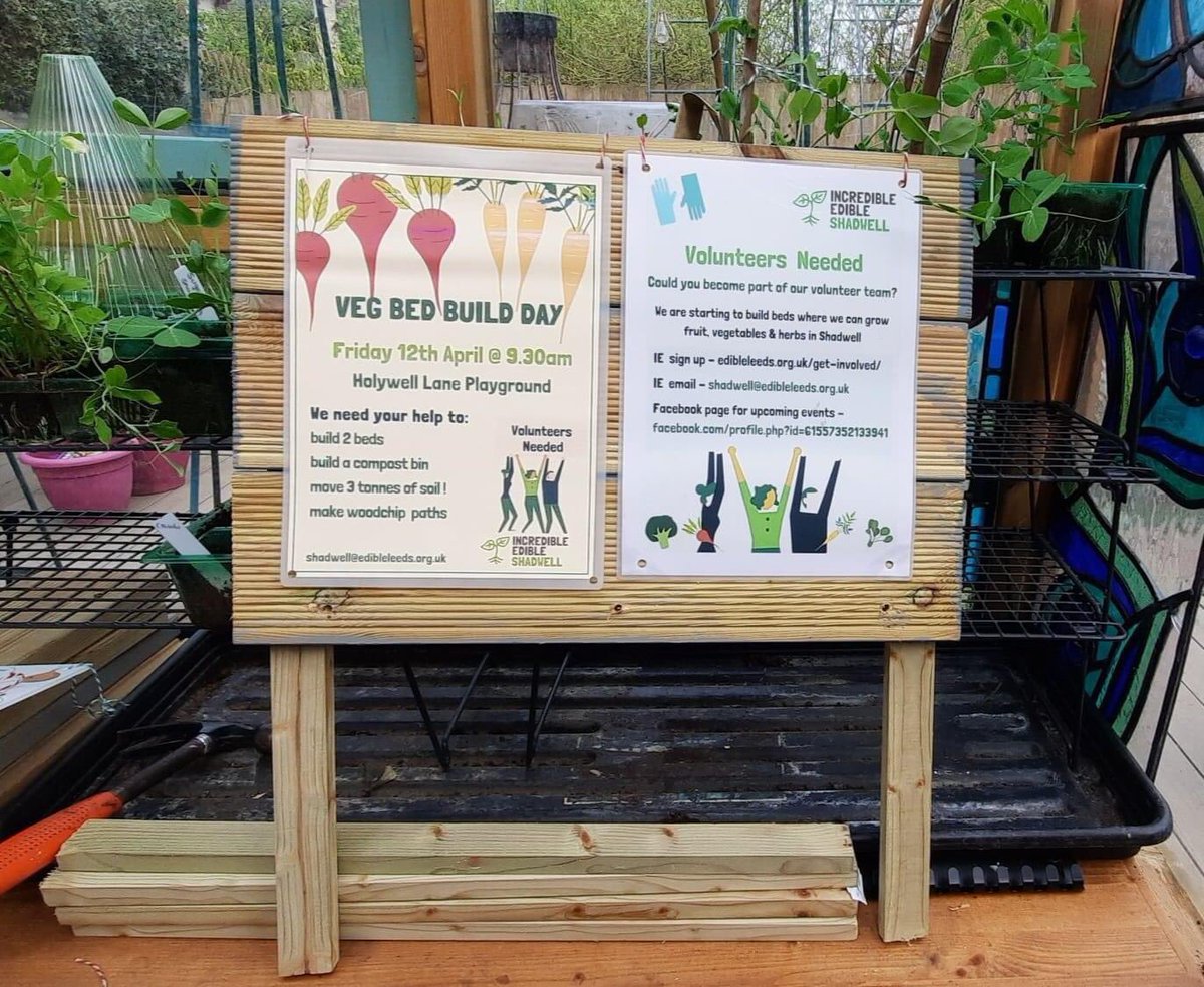 Big thanks to Andy Marshall who has constructed 2 of these growing info & events signs for Incredible Edible Shadwell 🌱💚🌱 Look out for one at the beds at Holywell Playground, and one on Main Street. #community
