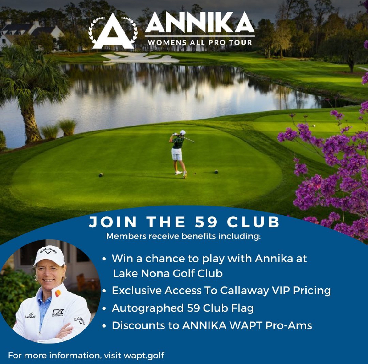 Theres still time to join the 59 Club which includes some amazing member perks including a chance to play a round with Annika! Sign up now: …ika-wapt-59-club.perfectgolfevent.com