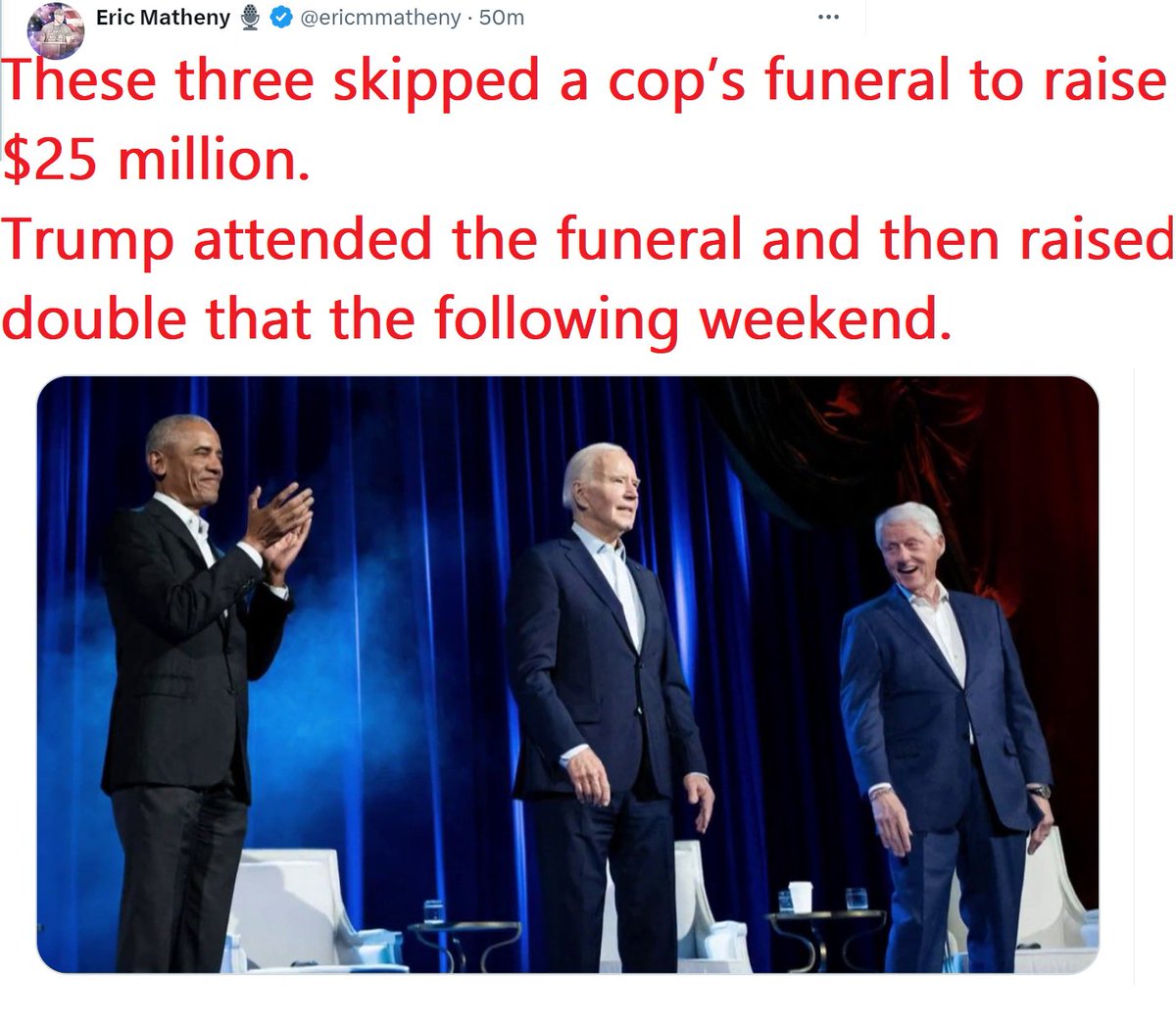 🇺🇸❤️PATRIOT FOLLOW TRAIN❤️🇺🇸 🇺🇸❤️HAPPY SUNDAY !❤️🇺🇸 🇺🇸❤️DROP YOUR HANDLES ❤️🇺🇸 🇺🇸❤️FOLLOW OTHER PATRIOTS❤️🇺🇸 🔥❤️LIKE & RETWEET IFBAP❤️🔥 🇺🇸❤️PRAY FOR TRUMP❤️🇺🇸 These three skipped a cop’s funeral to raise $25 million. Trump attended the funeral and then raised double