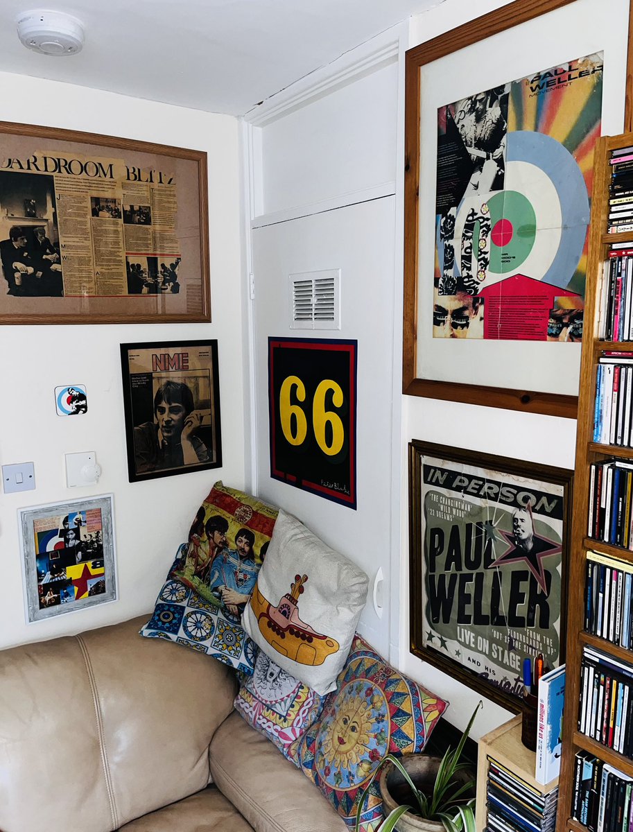 A welcome addition to Weller corner Frame ordered for the @peterbl15055868 66 ltd edition poster ( the guy who did sgt peppers cover ) Weller gig posters and memorabilia from every era ‘Is happiness real ? Or am I so jaded ? ‘ @paulwellerHQ @barbaratheband2 @eddiepiller