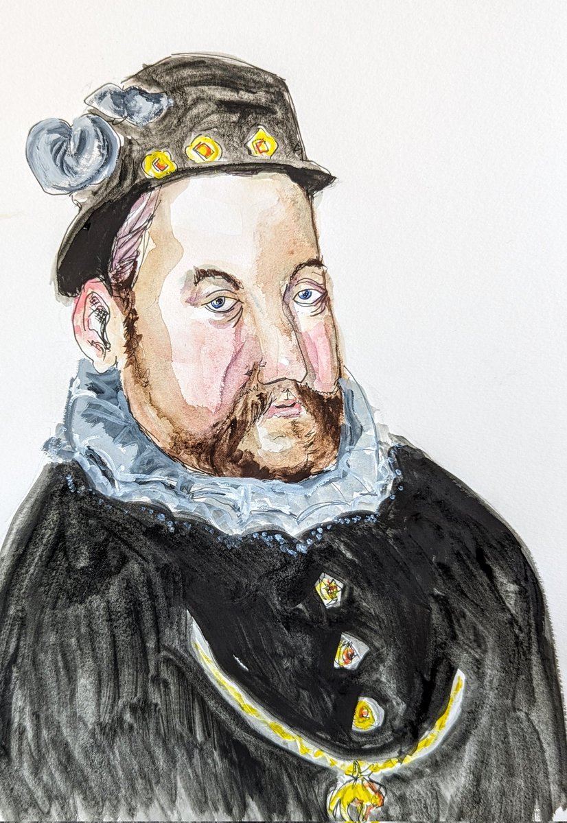 My version of Emporer Rudolf II by Hans Von Aachen 1606 <a href="/StudioTeaBreak/">Virtual Studio</a> #portraitchallenge