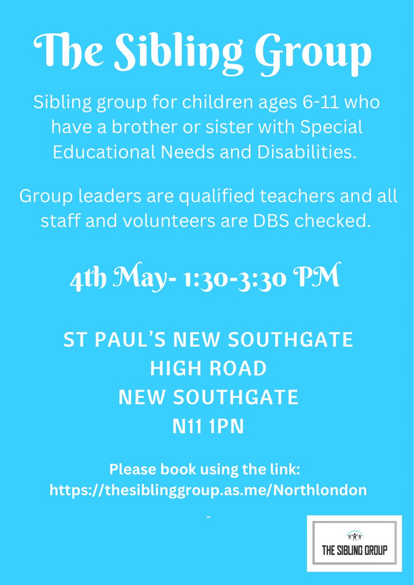 NORTH LONDON We are running our first north London group 4th May 1:30-3:30! Please book your child in here: thesiblinggroup.as.me/Northlondon