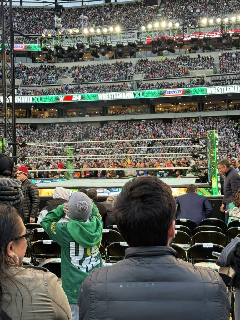 My view for @WrestleMania last night. First time watching from the seats. What a night!