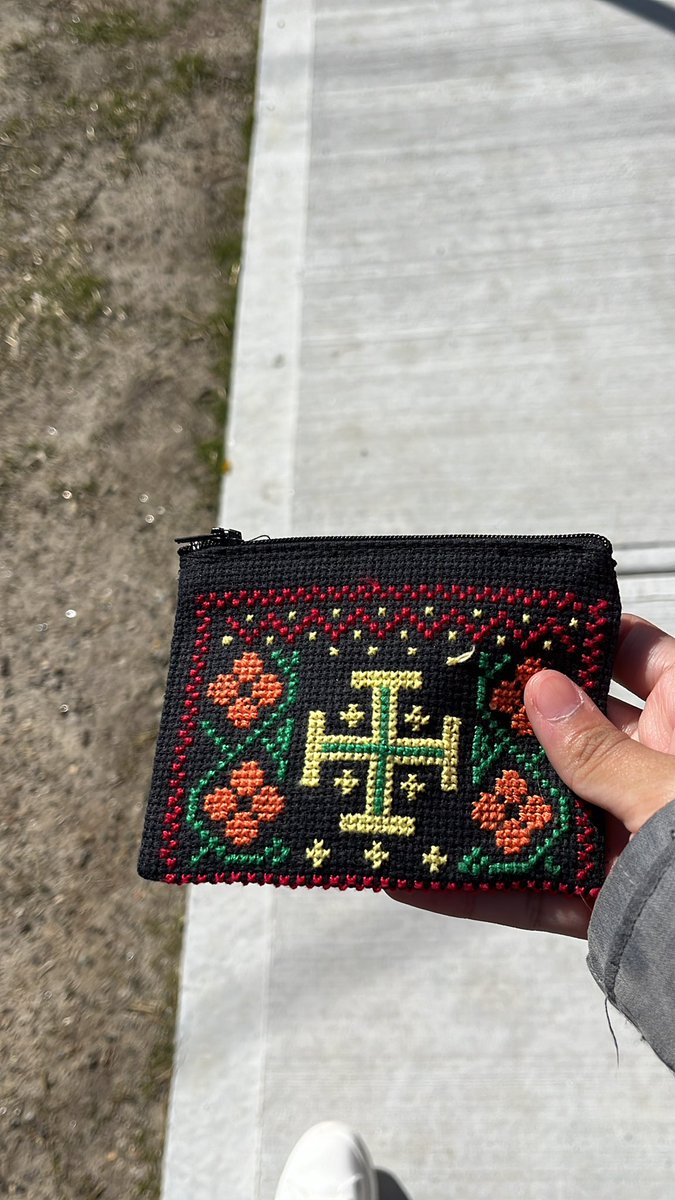 since i do cross stitch i bought a palestinian tatreez coinpurse 🇵🇸