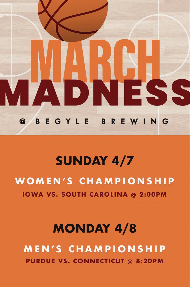 Join us for both women’s and men’s championship games AND beer! 🍻🏀🏆

#chicagobeer #MarchMaddness #begylebrewing