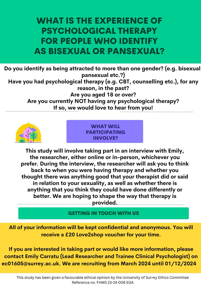 Trying to recruit for one of my doctorate projects! We are aiming to improve therapy for the LGBTQIA+ community. Please retweet, it would be so appreciated :)