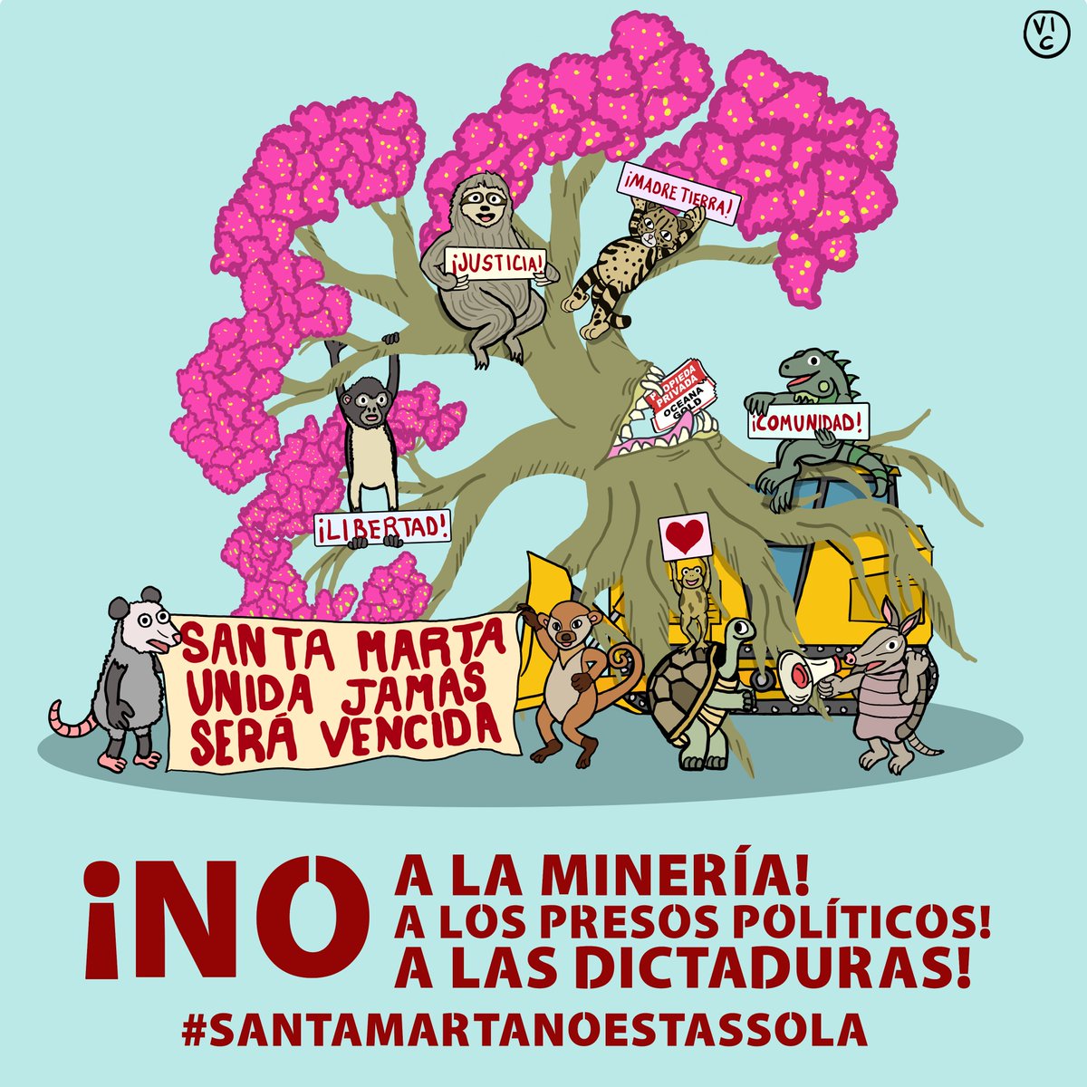 ¡No a la minería! ¡Libertad para los presos políticos! ¡No más dictaduras! #SantaMarta #SantaMartaNoEstasSola