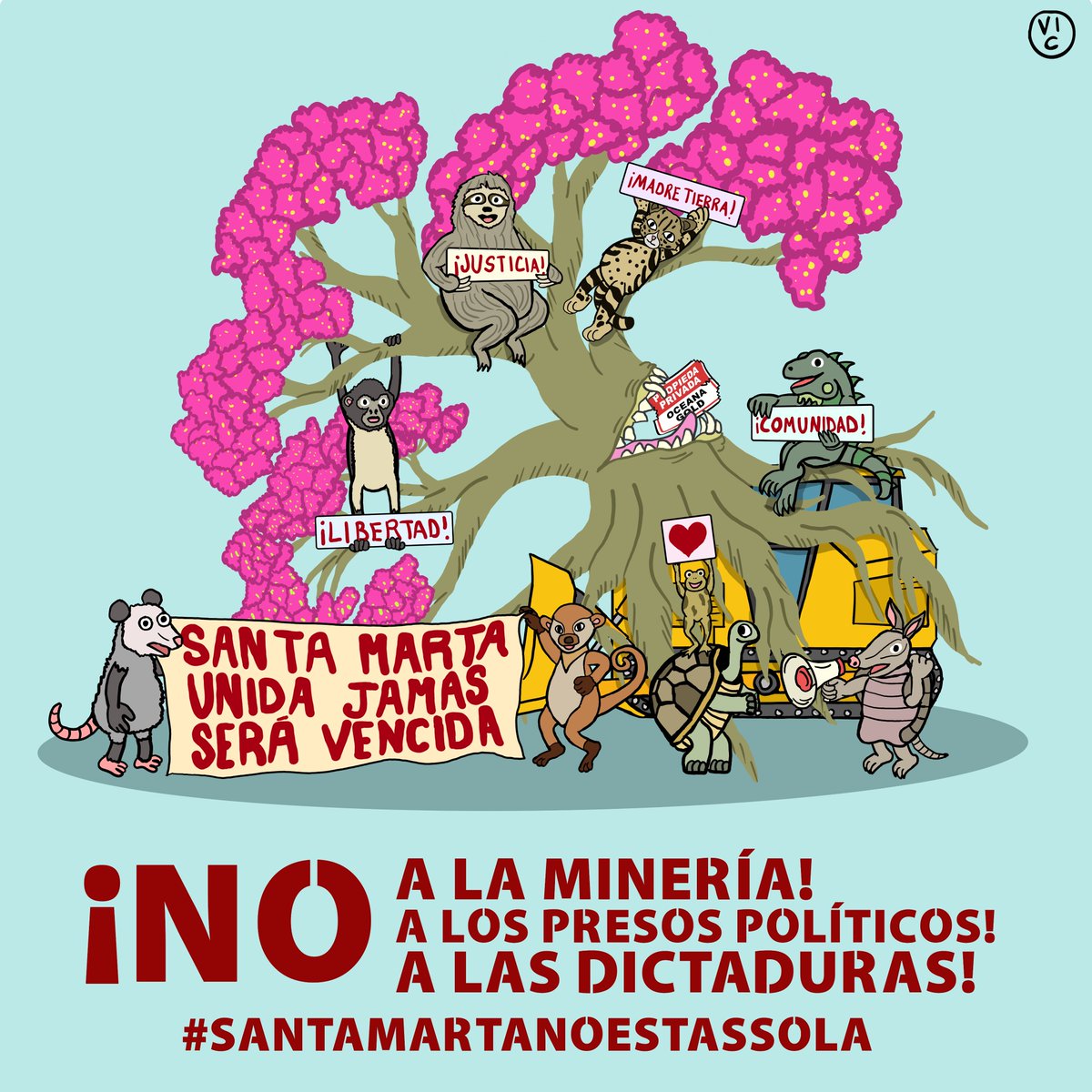 ¡No a la minería! 
¡Libertad para los presos políticos! 
¡No más dictaduras!
#SantaMarta #SantaMartaNoEstasSola