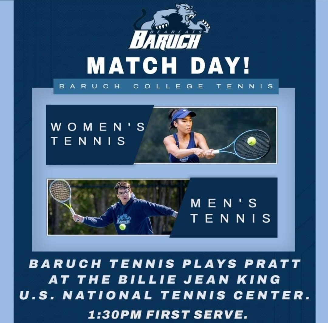 A busy Sunday as the men's and women's tennis teams take on Pratt Institute! #BaruchTennis 🎾