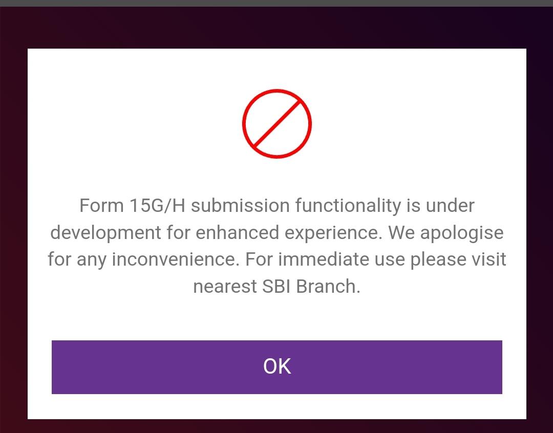 TuleshSahu's tweet photo. @TheOfficialSBI  Form 15G H submission option is not working in YONO and Internet Banking from last many days ?? https://t.co/E5Rs2fmvSR