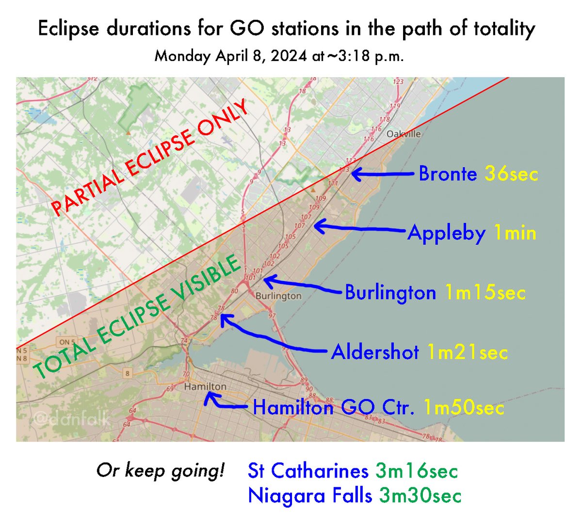 Just re-posting this one for my #Toronto area friends who might be taking a @gotransit train tomorrow to see the eclipse. Good luck to everyone!! 🫰 #SolarEclipse #SolarEclipse2024