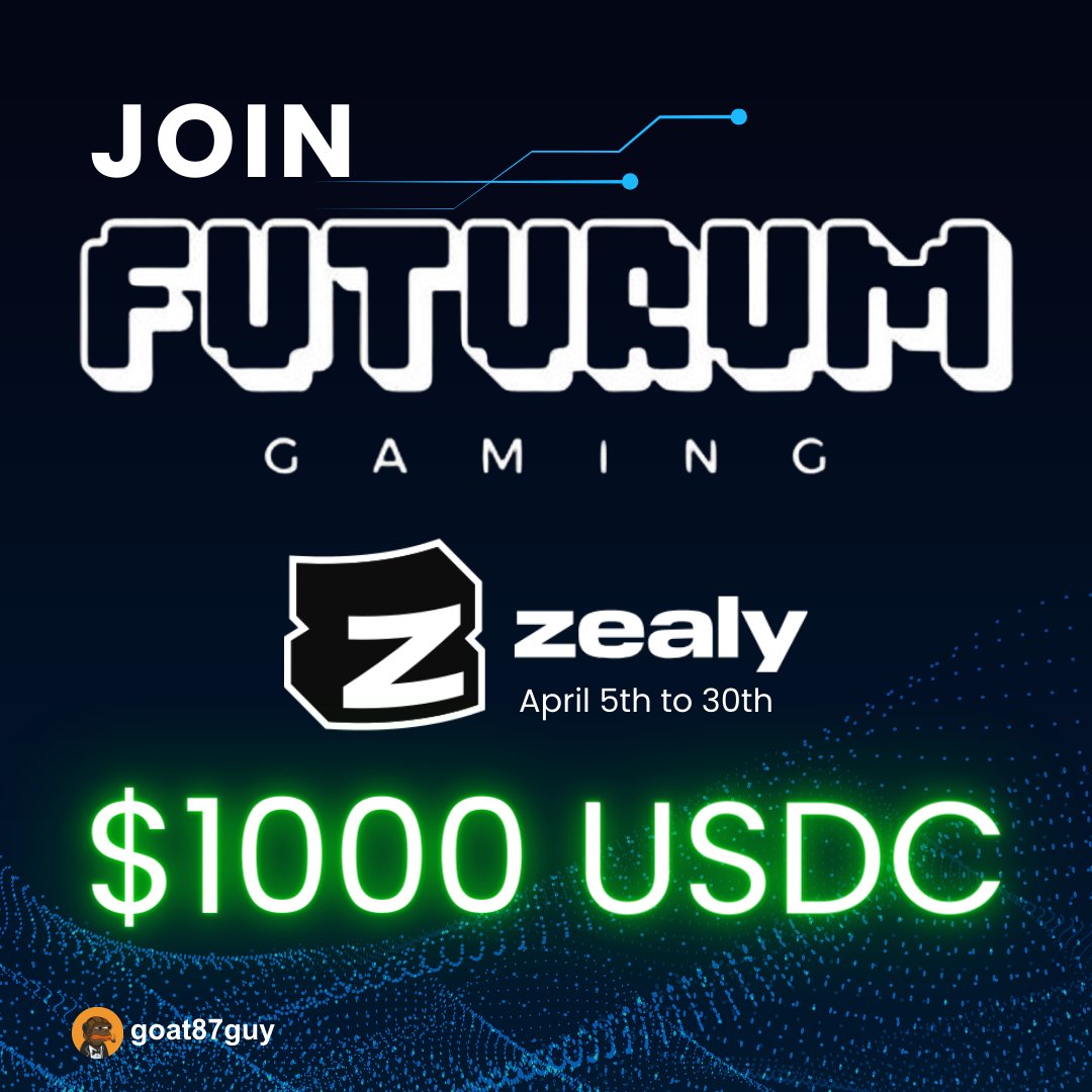 Join #FuturumGaming's April #Zealy Sprint! 

🗓️- April 5th to April 30th 🎮 🪐

💰- $1000 USDC 💫

🔗zealy.io/c/futurumgaming

#crypto #Rewards #Trending #TokenRewards #Bounty #BountyCampaign #Giveaway #Airdrop #Prize #Solana #memecoin