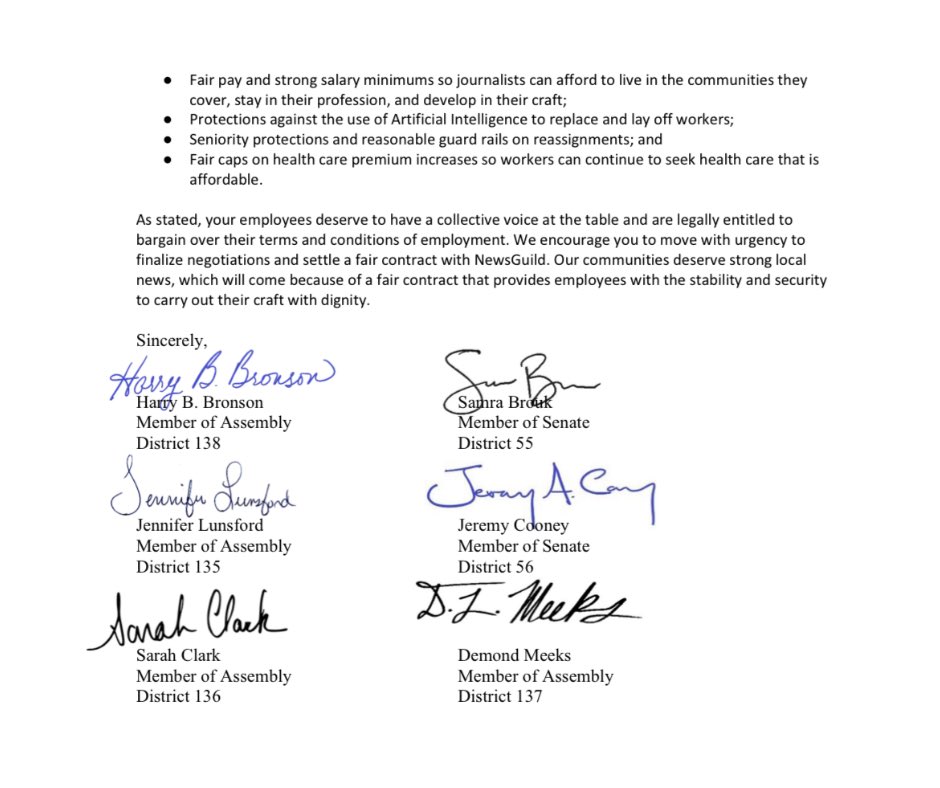 The Rochester Majority Delegation stands with striking workers of the Rochester Democrat & Chronicle, Canandaigua Daily Messenger, Utica Observer-Dispatch and Herkimer Times-Telegram. 1/2