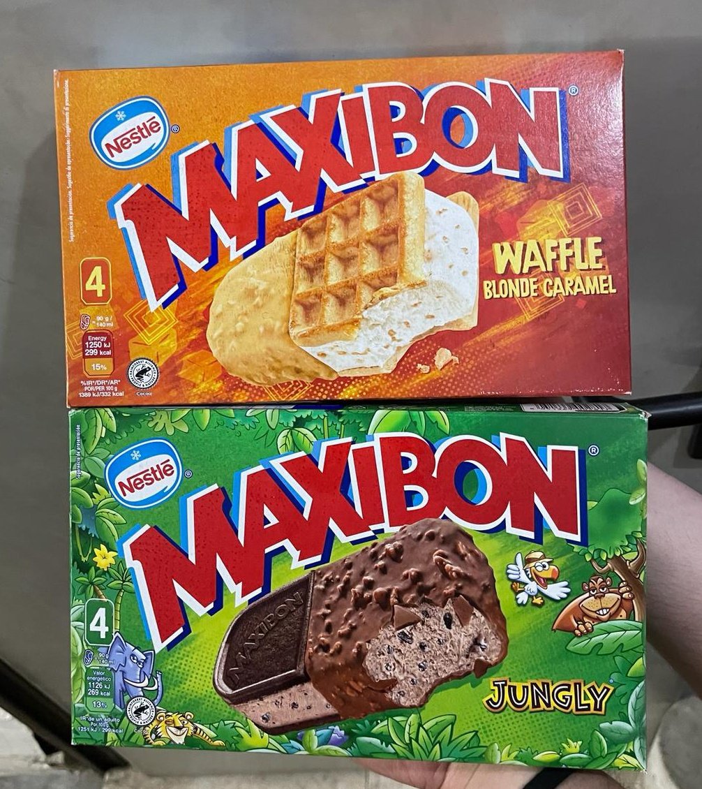 Nunca he probado estos Maxibon, solamente los de toda la vida que de por sí son de mis helados favoritos. Y bueno, me han regalado estas dos cajitas, así que toca probarlos 😋😋😋