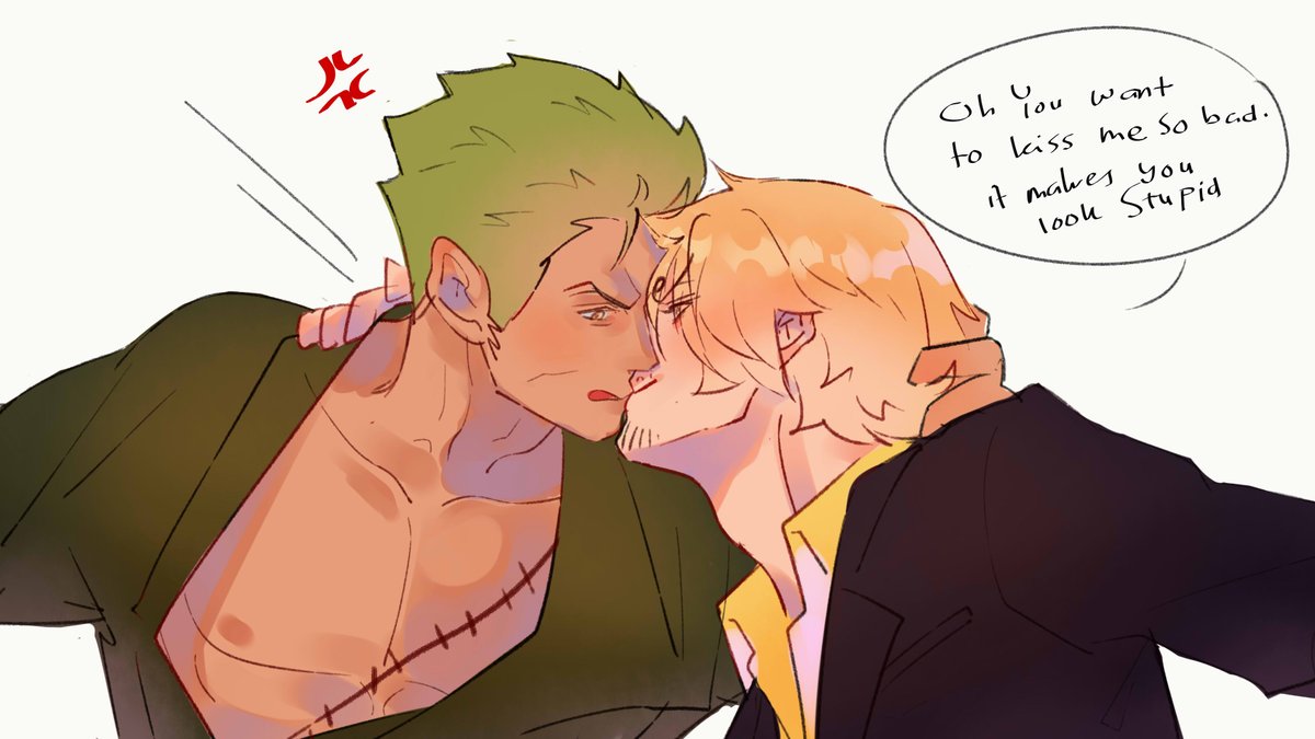 Ameirinzosan's tweet photo. Three times they almost kiss and one time Zoro does something about it #zosan #ゾロサン https://t.co/UKhTMIvs4w