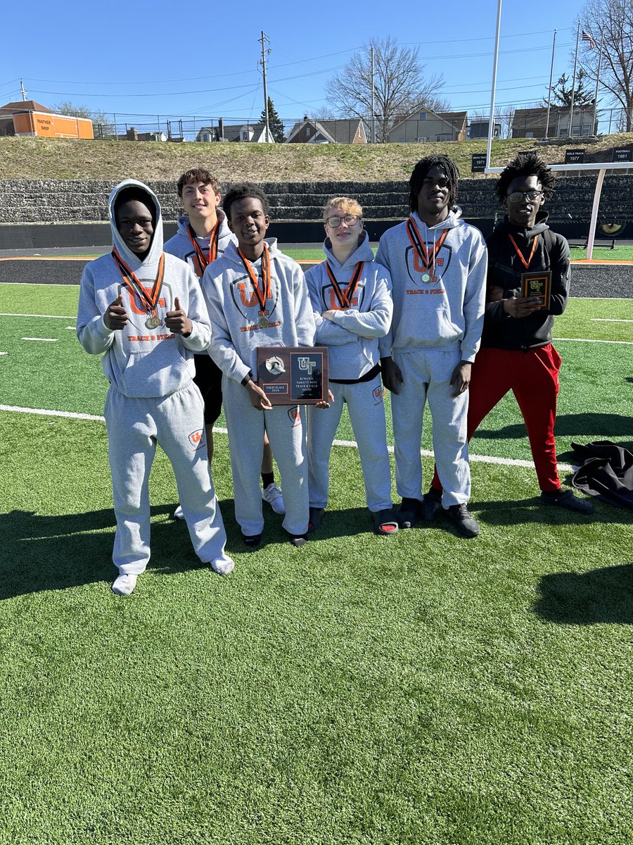 We put some names into the meet records yesterday! Joe jumped 21’7” (1’4.5” PR) to win C LJ, Icone jumped 44’6.5” (2’7” PR) to win C TJ, and Ramadane, Abdalla, Easton and Anthony won the B 4x2 with a 1:34.x. 

Great job by these guys!