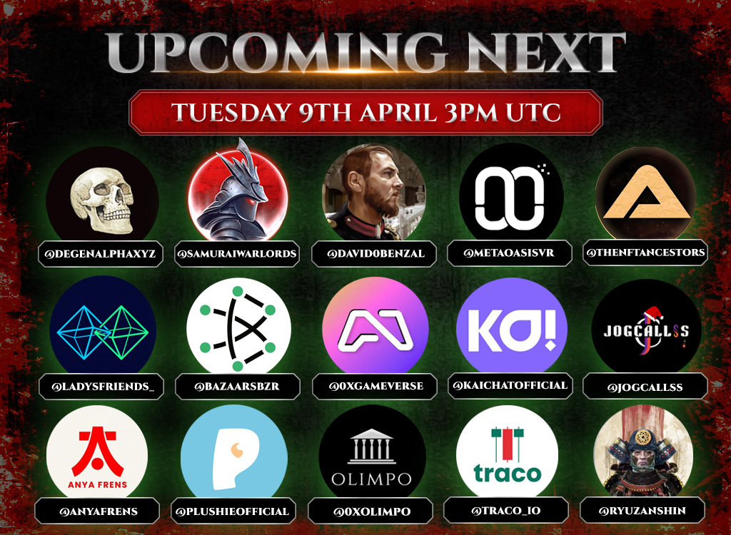 🔥 The wait is almost over! 🔥 🗓️ Join our history-making Megaspace AMA on 9TH April 2024 -3PM UTC x.com/i/spaces/1OdKr… Not only are we announcing the Samurai Warlords Elite’s mint date But attendees will also get a chance to win a whitelist spot! Mark your calendars. Be…
