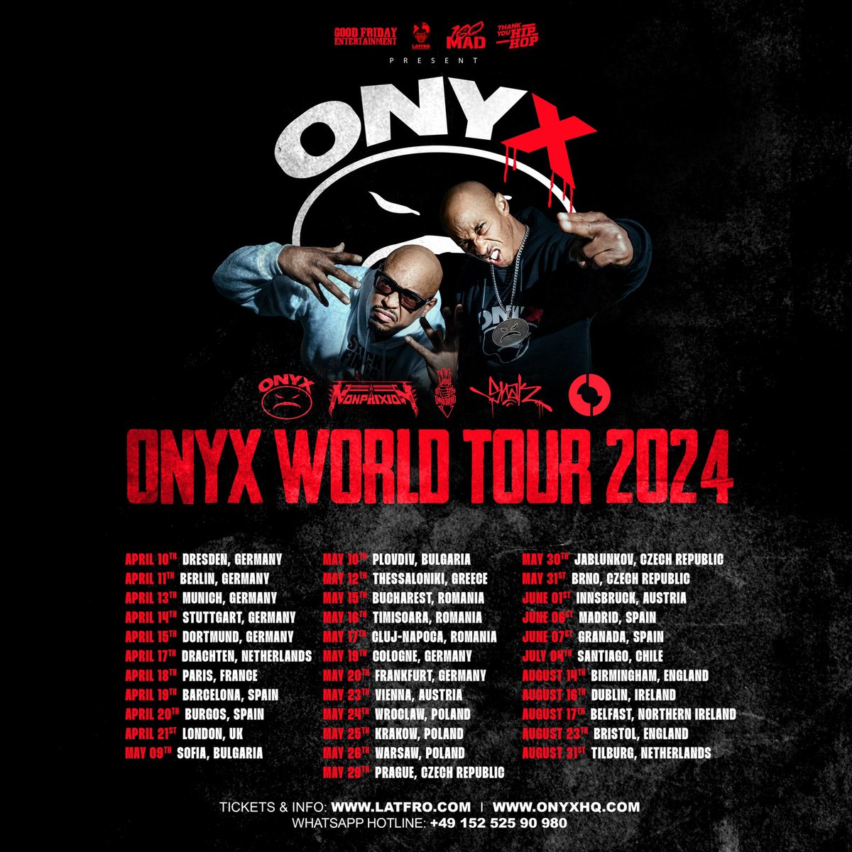 New @ONYX_HQ Euro dates coming up! Touring with @NonPhixionNYC & @LOTUG1 🤘🏽