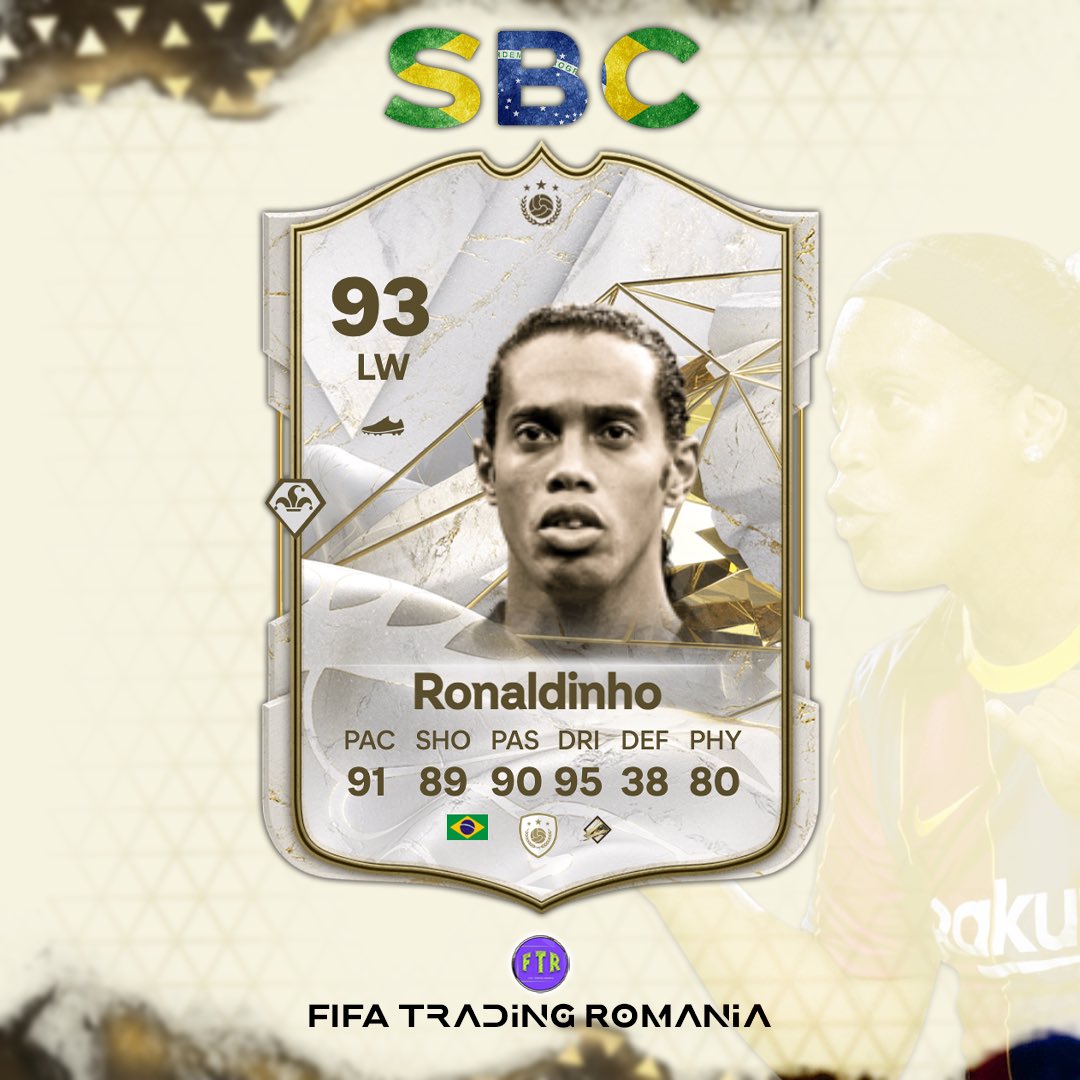 🚨 Ronaldinho 🇧🇷 is set to come to Ultimate Team soon as an SBC 🚨 What are your thoughts? 🤔 Do you complete him? 🔥 Source @fifa_romania